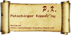 Petschinger Koppány névjegykártya
